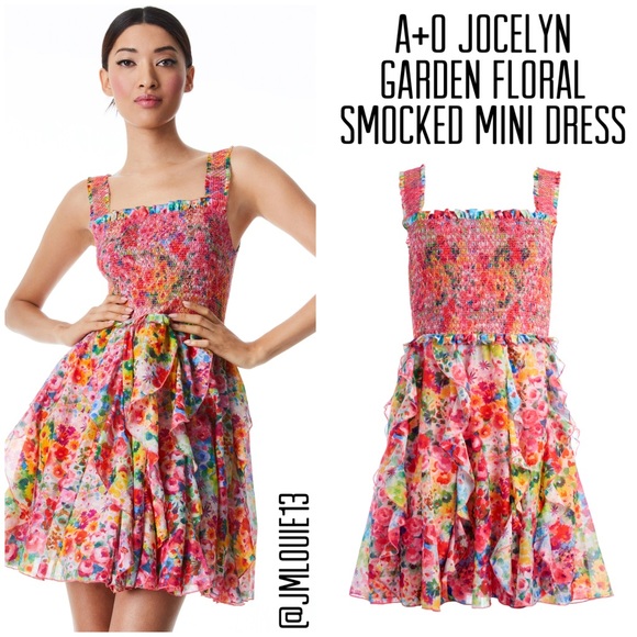 Alice + Olivia Dresses & Skirts - 🎀SOLD🎀Alice + Olivia Jocelyn Garden Floral Smocked Mini Dress